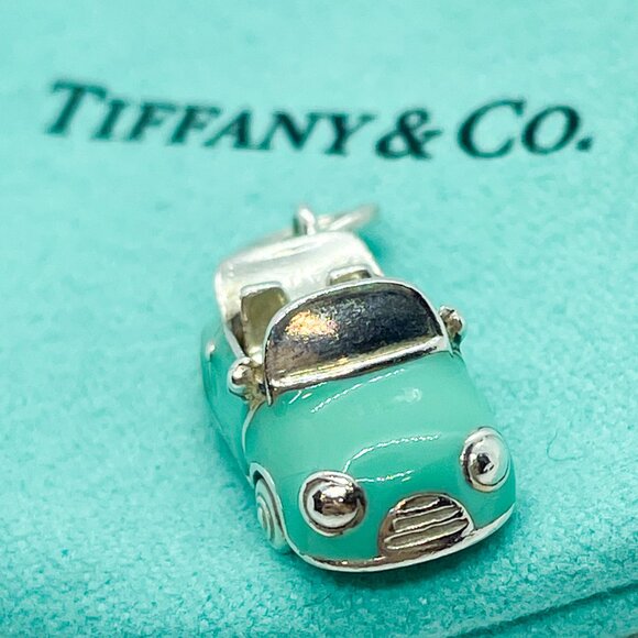 Tiffany & Co. Blue Enamel Convertible Car Charm Sterling Silver Pendant - Picture 13 of 16